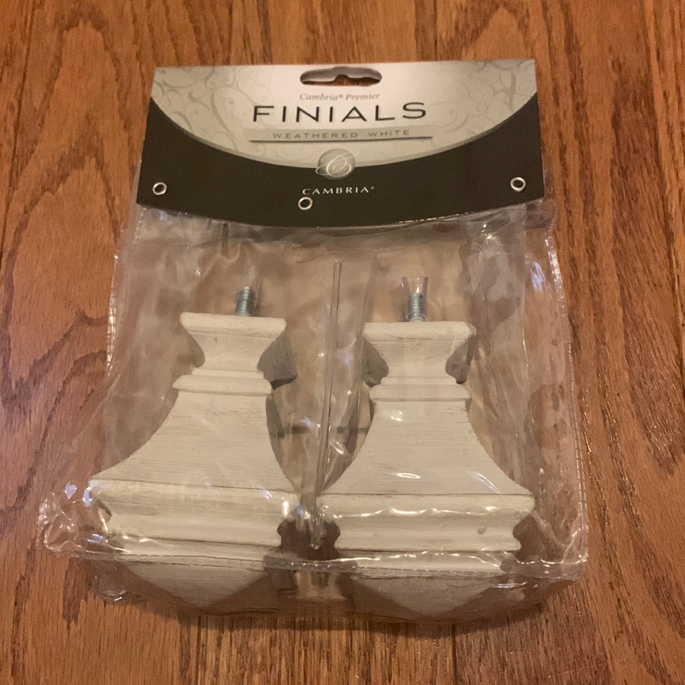 Cambria Finals Weathered White Curtain Rod End Pieces